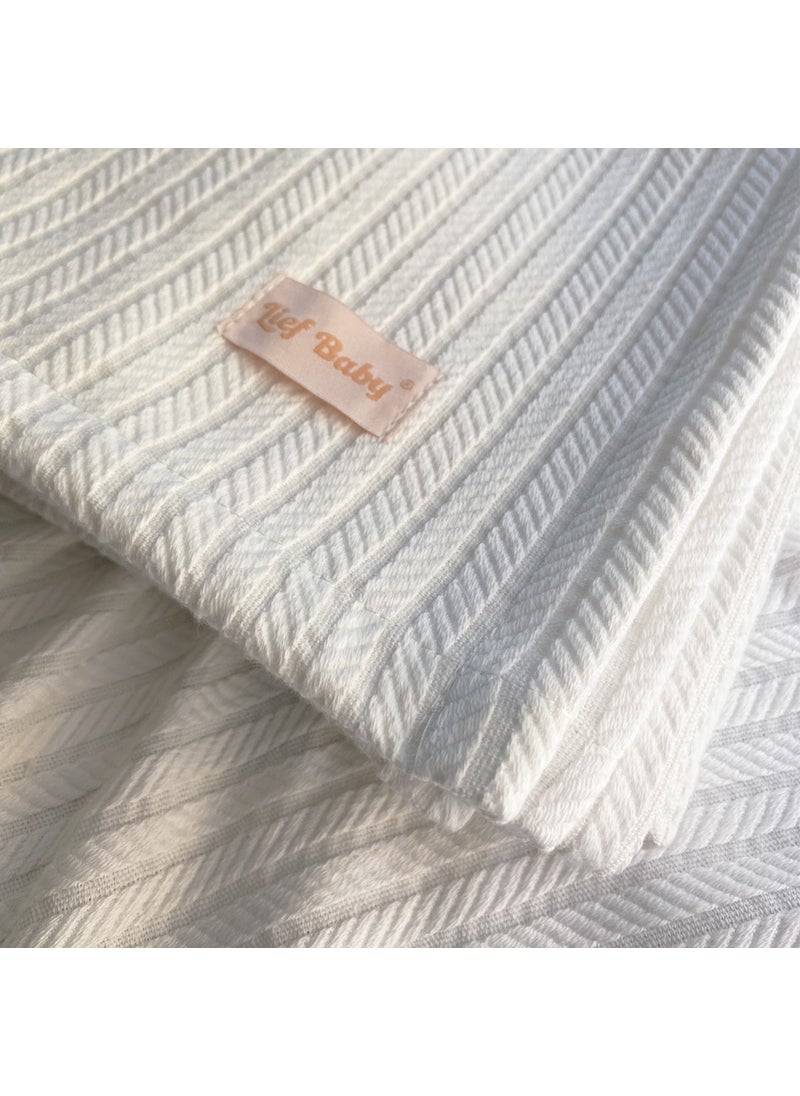 Lief Home Knitted Pattern 100% Cotton Baby Pique Blanket 100X110  - Image 2
