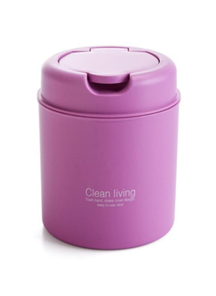 Clean Living Mini Desk Trash Can with Lid, Small Desktop Countertop Waste Basket Garbage Bin for Office Bathroom Vanity, Tabletop or Coffee Table Kitchen Storage (Purple)  - Image 1