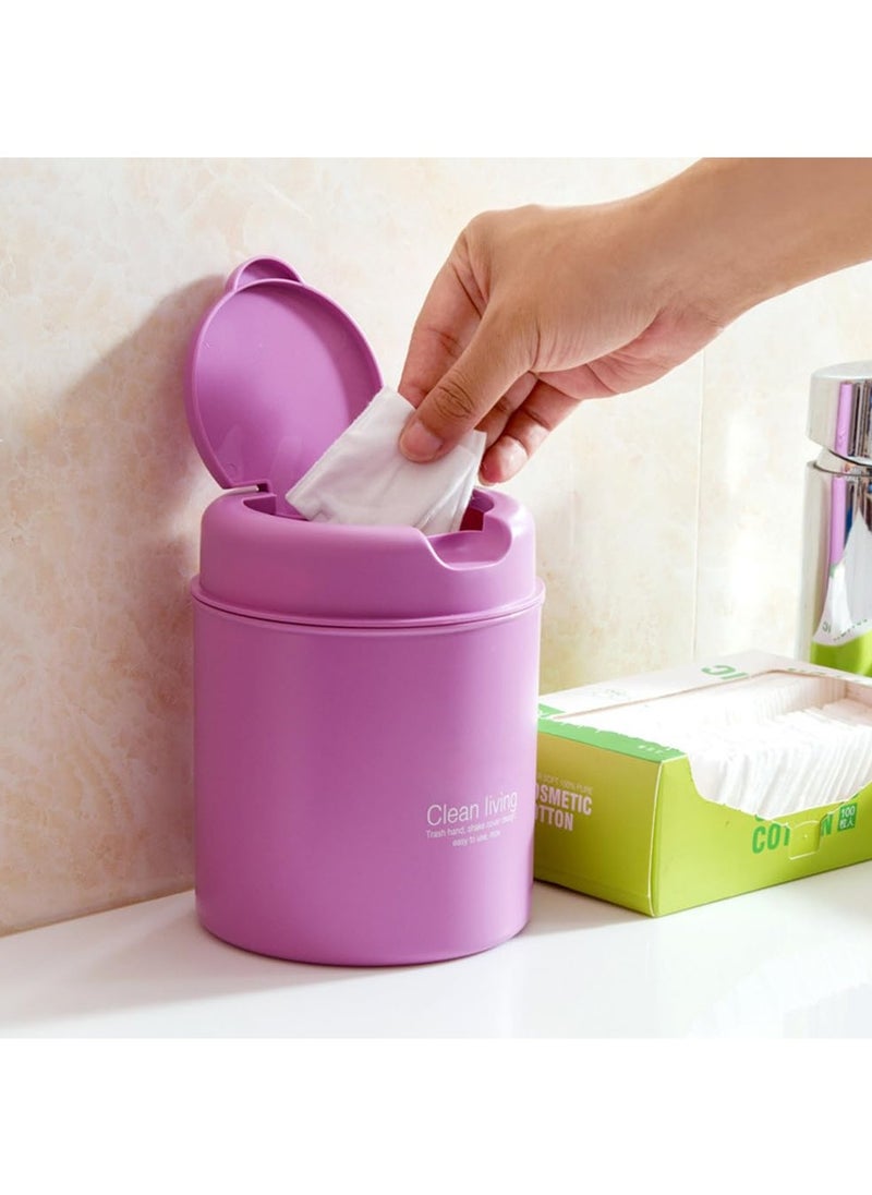 Clean Living Mini Desk Trash Can with Lid, Small Desktop Countertop Waste Basket Garbage Bin for Office Bathroom Vanity, Tabletop or Coffee Table Kitchen Storage (Purple)  - Image 2