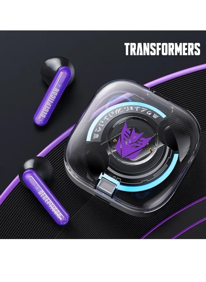 TRANSFORMERS Transformers TF-T03 Wireless Bluetooth Earbuds Gaming Headphones Long Battery Life Headset Low Latency HIFI Stereo Sound with Music Noise Cancellation Calls Purple  - Image 1