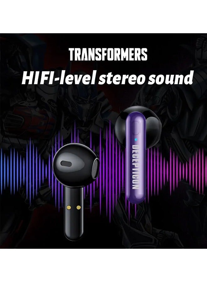 TRANSFORMERS Transformers TF-T03 Wireless Bluetooth Earbuds Gaming Headphones Long Battery Life Headset Low Latency HIFI Stereo Sound with Music Noise Cancellation Calls Purple  - Image 2