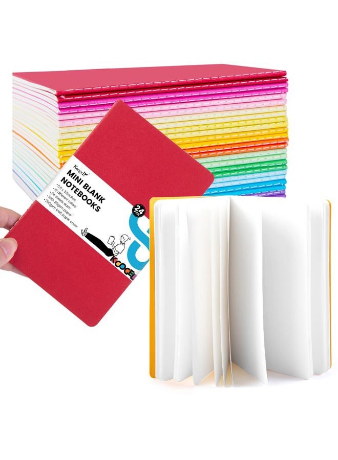 Koogel 24 Pack Pocket Notebooks, Blank Pocket Notepads 3.5 x 5.5 Inch Memo Notepad Bulk 48 Pages of each Journals for Traveler Kids Students School Office Supplies 12 Colors - Image 1