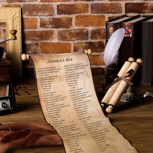Epakh Blank Scroll Paper 9 x 144 Inches Long Scroll Paper Vintage Wrapped on Wood Rod for Wedding Vows Writing Drawing Calligraphy Invitation Renaissance Festivals - Image 3