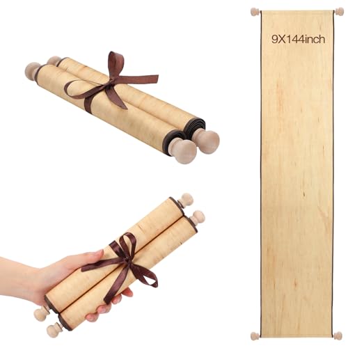 Epakh Blank Scroll Paper 9 x 144 Inches Long Scroll Paper Vintage Wrapped on Wood Rod for Wedding Vows Writing Drawing Calligraphy Invitation Renaissance Festivals - Image 1