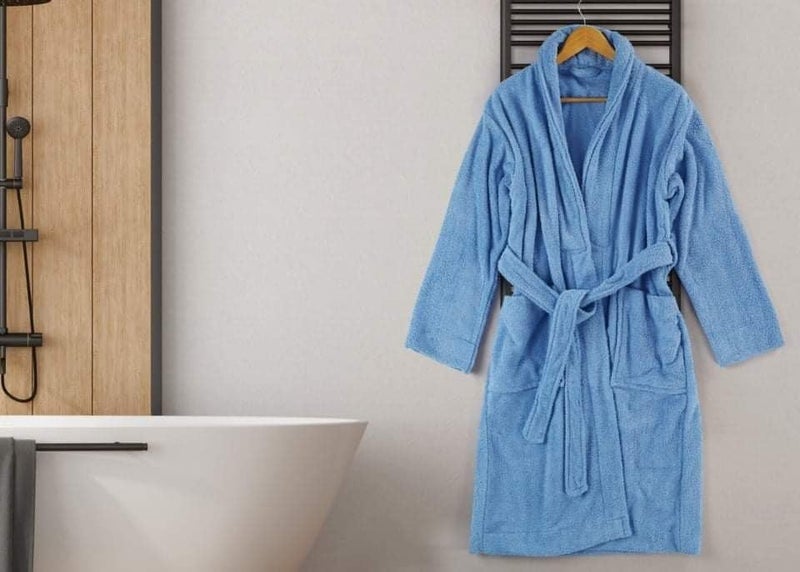 Egyptian Bathrobe in Sky Blue (Horizon Blue) - 100% Cotton, Quick-Dry, Luxurious Comfort for Spa and Home Use