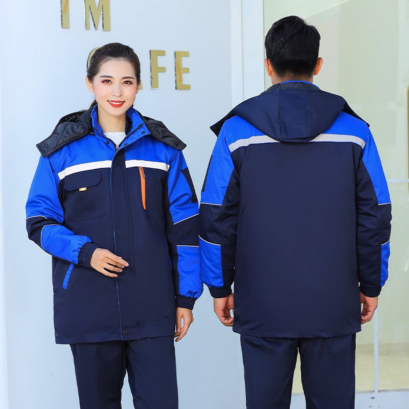 Winter Mid-Length Polyester Cotton Thickened Detachable Cold-Proof Cotton-Padded Clothes Cold Storage Auto Repair Worker Property Labor Protection Clothes Workwear Cotton-Padded Clothes - Image 3