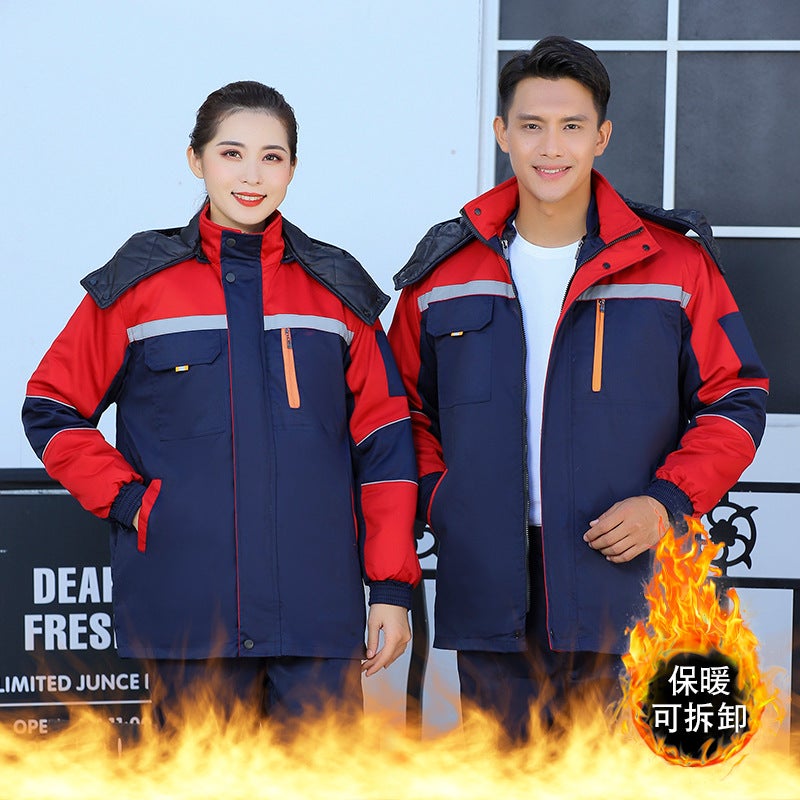 Winter Mid-Length Polyester Cotton Thickened Detachable Cold-Proof Cotton-Padded Clothes Cold Storage Auto Repair Worker Property Labor Protection Clothes Workwear Cotton-Padded Clothes - Image 2