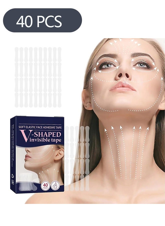 Ant 40 Piece Face Lift Tape V Shaped Invisible Face Stickers Double Chin V Line Lifting Patch Tighten Hide Wrinkles Around The Eyes Neck Lifting Saggy Skin Make Up Tools - Image 1