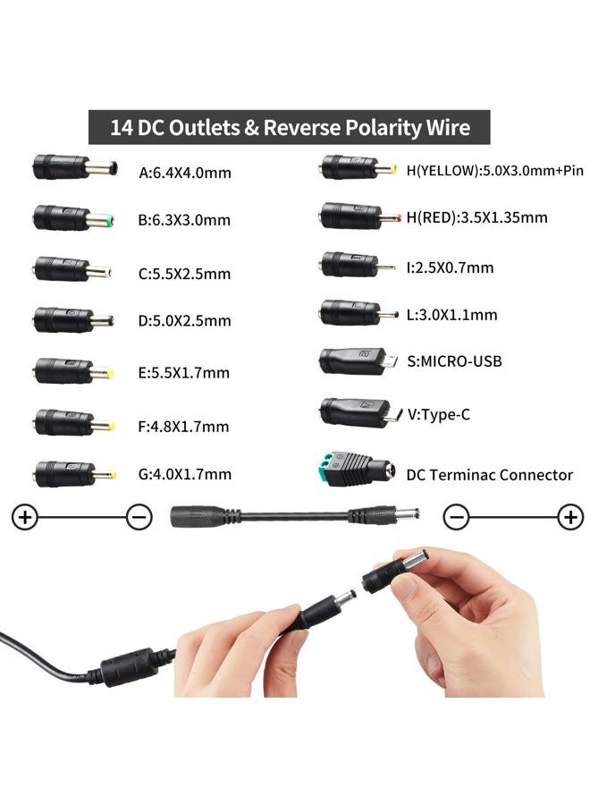 Meiyue 3V~24V 6A 144W Adjustable Power Supply 3V 5V 6V 9V 10V 12V 15V 18V 20V 24V Universal Variable Switching Power AC/DC Adapter,100V-240V AC to DC Converter with 14 Tips & Polarity Converter & 3Test Leads - Image 4