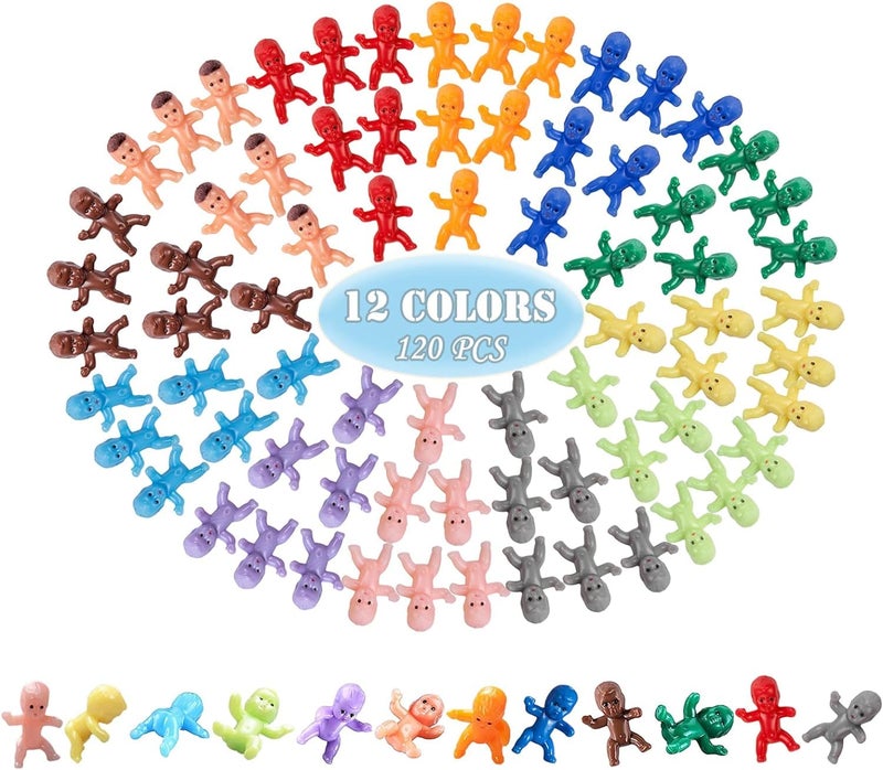 ZYFLSQ 120 Mini Plastic Babies 12 Colors Tiny Figurines 1 Inch Mardi Gras King Cake Bulk Fun for King Cake Ice Cubes Baby Shower Game - Image 3