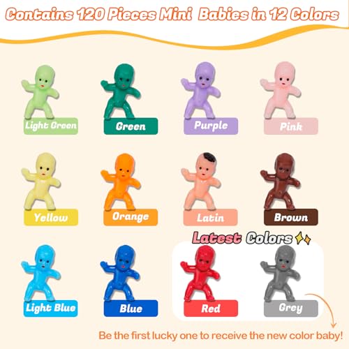 ZYFLSQ 120 Mini Plastic Babies 12 Colors Tiny Figurines 1 Inch Mardi Gras King Cake Bulk Fun for King Cake Ice Cubes Baby Shower Game - Image 5