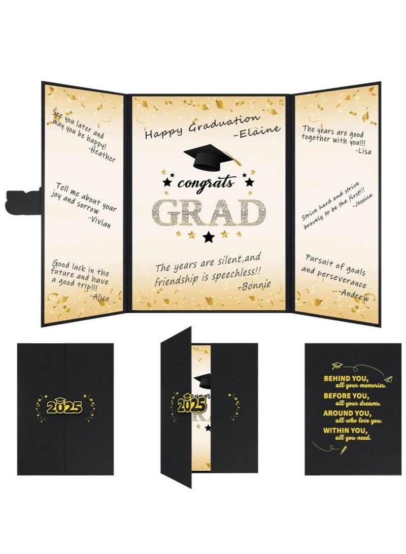 Coolchic Graduation Guest Book Alternative, Signature Certificate Graduation Party Supplies, Black Gold 2025 Grad Party Sign in Certificate for College High School Class of 2025 Signature Book