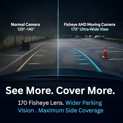 ModishOmbre Modorwy AHD Fisheye Reverse Parking Camera | 170° Wide Angle | Dynamic Moving Guidelines | IP68 Waterproof Night Vision Parking Assist | Universal for All Car, Bus & Truck | Android Stereo Compatible - Image 3