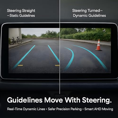ModishOmbre Modorwy AHD Fisheye Reverse Parking Camera | 170° Wide Angle | Dynamic Moving Guidelines | IP68 Waterproof Night Vision Parking Assist | Universal for All Car, Bus & Truck | Android Stereo Compatible - Image 4