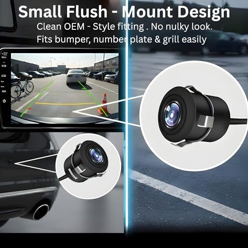 ModishOmbre Modorwy AHD Fisheye Reverse Parking Camera | 170° Wide Angle | Dynamic Moving Guidelines | IP68 Waterproof Night Vision Parking Assist | Universal for All Car, Bus & Truck | Android Stereo Compatible - Image 2