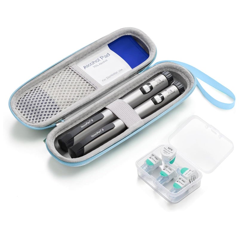 sijidou Insulin Cooler Travel Case Portable Insulin Travel Case Insulin Cooling Cases Insulated Organizer for Insulins Pens Blue