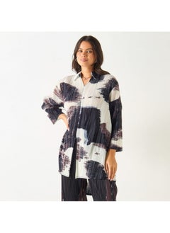 2Xtremz 2Xtremz Printed High-Low Top with Collar and 3/4 Sleeves  - Image 3