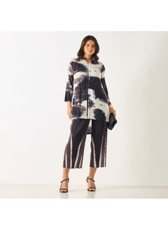2Xtremz 2Xtremz Printed High-Low Top with Collar and 3/4 Sleeves  - Image 1