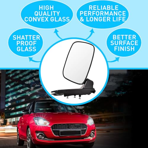 UNO MINDA RV-13005L Shatterproof Glass Rear View Mirror (Black)- Left Hand Side for Maruti Alto LX - Image 3
