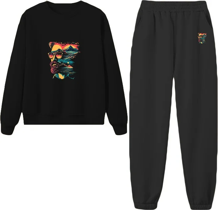 DogFish Tracksuit Set Oversize Respect Printed Tracksuit Set,lover,couple Combination Yellow