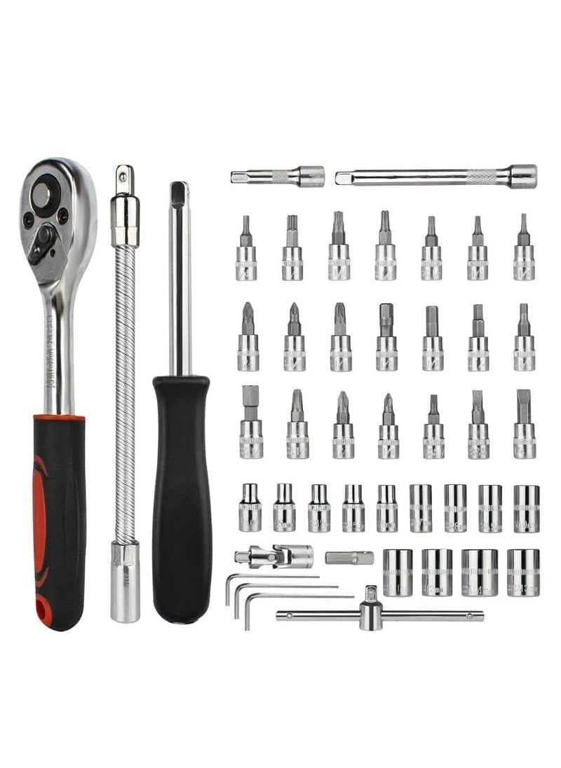 Nexllent - 46 In 1 Pcs Tool Kit Screwdriver and Socket SetHand Tool Kit Wrench Set Multi Purpose Combination Tool Case Precision Socket SetBike Tool Kit Set All Bike Car Tool Kit Set Multicolour - Image 1