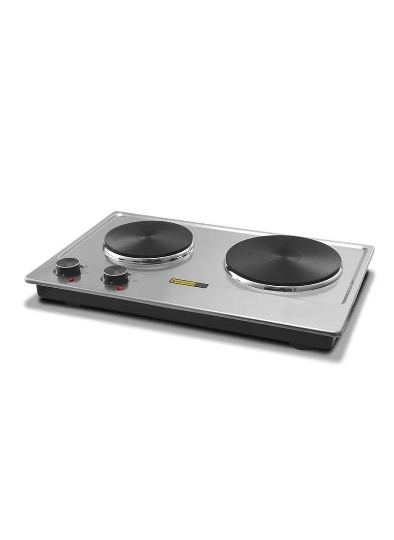 JAMAKY Italy - Electric Flat Cooker with Italian technology, 2 Eyes, 1500+2000 Watt, Silver, JMK7010 - Image 1