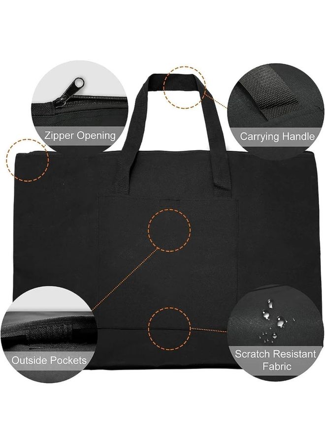 Large Capacity Black Art Portfolio Bag With Pockets Durable Tote For Storage Supplies - Image 3