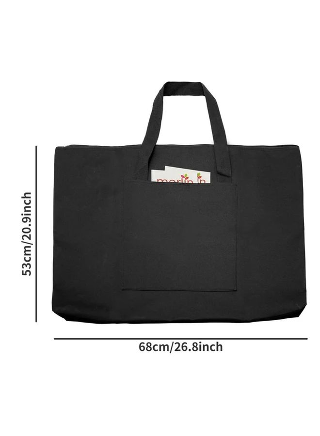 Large Capacity Black Art Portfolio Bag With Pockets Durable Tote For Storage Supplies - Image 2