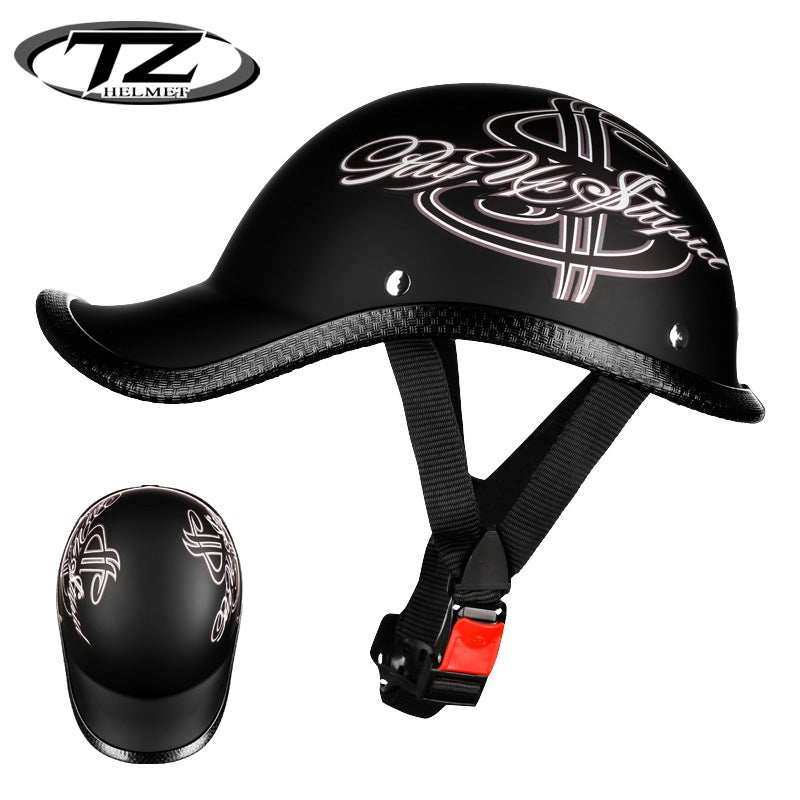 Generic Summer Breathable Mens Moped Helmet Retro Motorcycle Cruiser Half Cap Gray US Dollar Positive and Reverse 2 Bands 