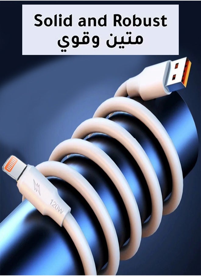 HY - USB to Lightning Cable 1M white, 120W Power Delivery PD Fast charge Cable USB to Lightning for iPhone 14/13/12/11 Pro 14/13/12/11Pro Max 14/13/12/11Plus, iPad - Image 1