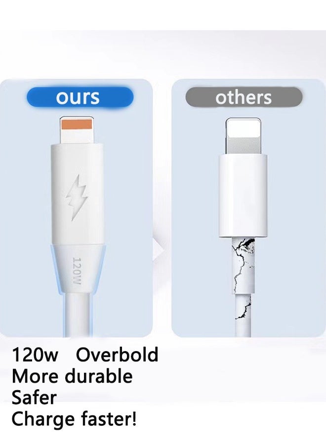 HY - USB to Lightning Cable 1M white, 120W Power Delivery PD Fast charge Cable USB to Lightning for iPhone 14/13/12/11 Pro 14/13/12/11Pro Max 14/13/12/11Plus, iPad - Image 1