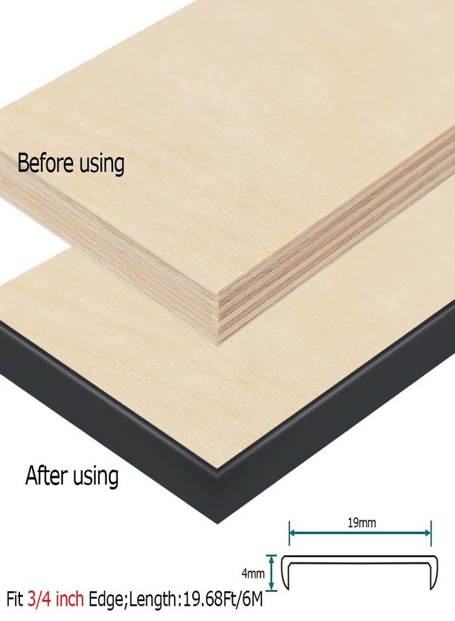 Tintvent U Shape Edge Banding, Fit 3/4 inch Edge, Plywood Edge Protector, Self-Adhesive Edge Trim for Veneer, Furniture, Cabinets, Countertop, Shelves, Table, Marble; Black, 20Ft - Image 2