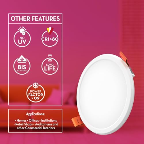 Crompton Star Lord | Recessed Ceiling Lights | 12W | Round | Cool White | for False Ceiling Installation | Cutout: 5" | for Home, Living Room, Office & Shops | Pack of 1 - Image 2