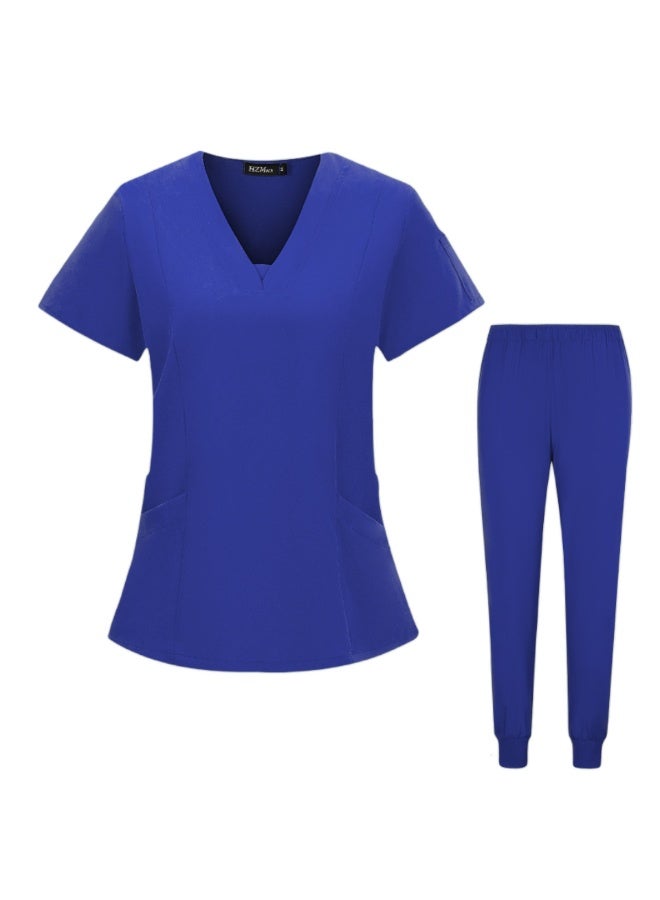 Loquat Womens Medical Scrubs Set Medical Uniform Set Blue - Image 1