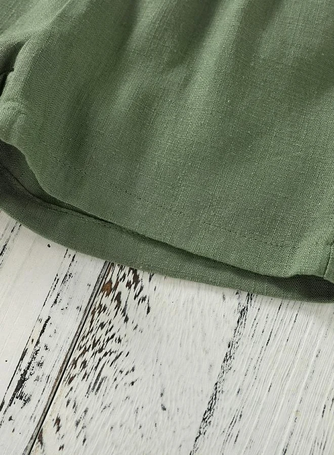 Take Two Green Boys Green Linen-Look Shirt And Shorts Set for Men | Best Price UAE