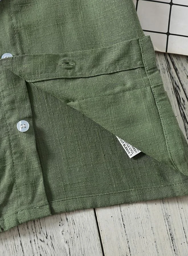 Take Two Green Boys Green Linen-Look Shirt And Shorts Set for Men | Best Price UAE