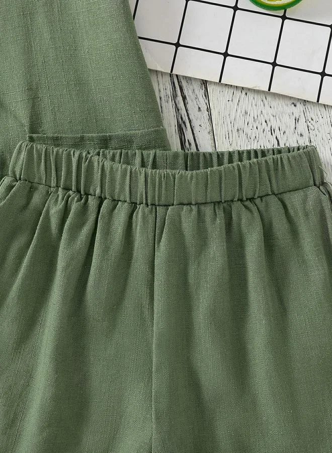 Take Two Green Boys Green Linen-Look Shirt And Shorts Set for Men | Best Price UAE