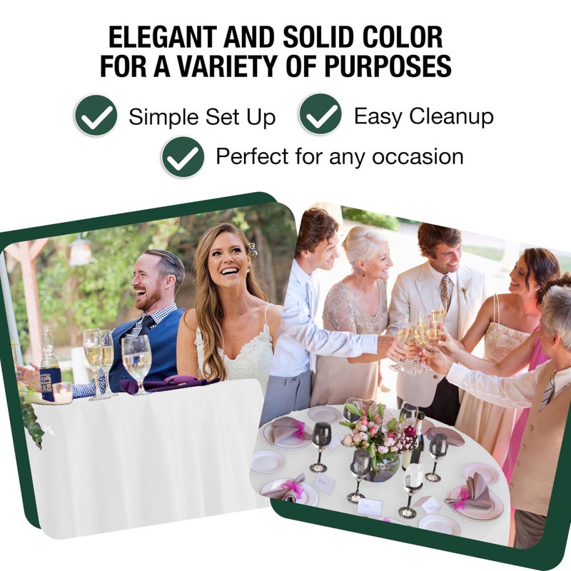 Party Solids Pack Of 12, White Plastic Table Cloth - 120 Inch Round Disposable Tablecloth for Parties - Round Tablecloth - Disposable Table Cloths for Parties - Image 4