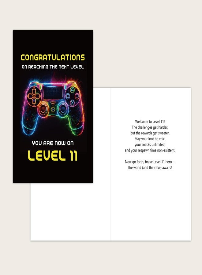 Gooji 5x7 Gamer Birthday Card for Boys and Girls - Level-Up Design for Ages 8, 9, 10, 11, 12, 13 - Perfect Gaming Party Greeting Card (11Y) - Image 4