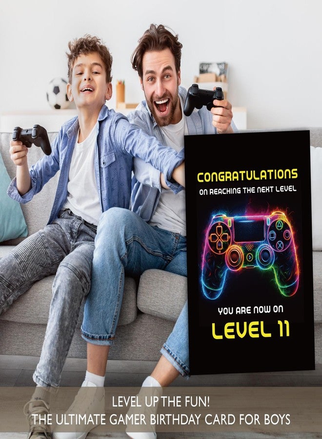 Gooji 5x7 Gamer Birthday Card for Boys and Girls - Level-Up Design for Ages 8, 9, 10, 11, 12, 13 - Perfect Gaming Party Greeting Card (11Y) - Image 2
