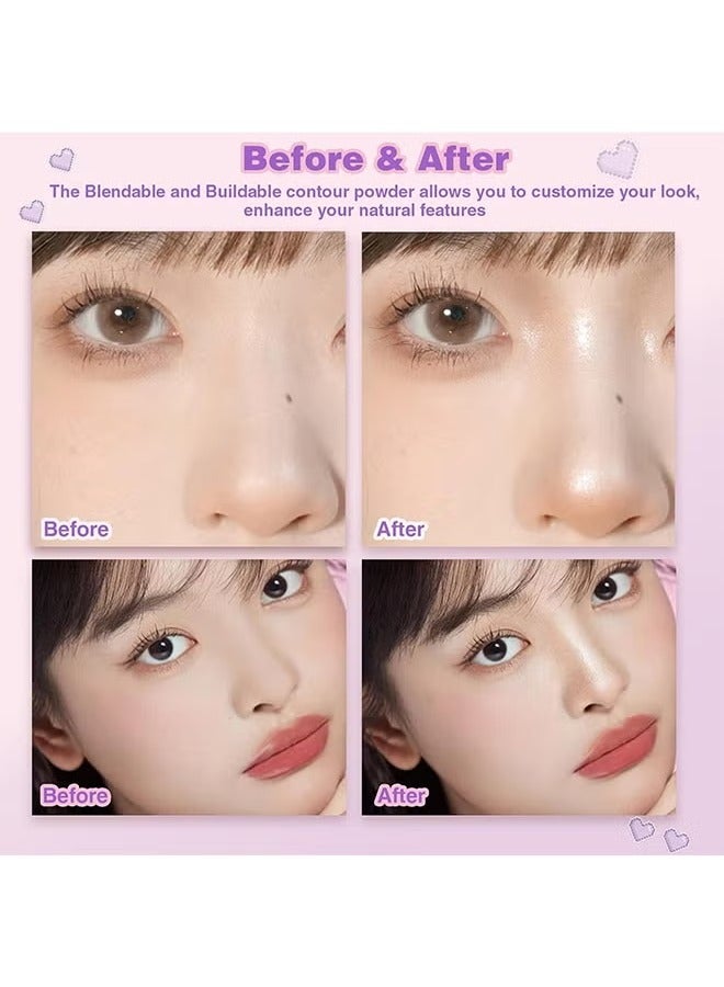 MACK ANDY Face Highlighter Contour Shading Palette, Sculpting Long-lasting Shimmer Pressed Powder Smooth Matte Finish Makeup for Warm Fair Toned Skin with Mirror #02 - Image 4