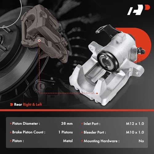 A-Premium Disc Brake Caliper Assembly without Bracket Compatible with Select Audi and Volkswagen Models - TT/Jetta 2000, Beetle 1998-2000, Golf 1999, Cabrio 1999-2002 - Rear Driver and Passenger - Image 2