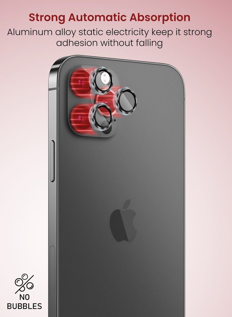 Moxedo Camera Lens Protector, 9H Tempered Glass, Aluminum Alloy Individual Ring Camera Cover Screen Protector Compatible for iPhone 12 Pro Max 6.7 inch - GRAPHITE - Image 2