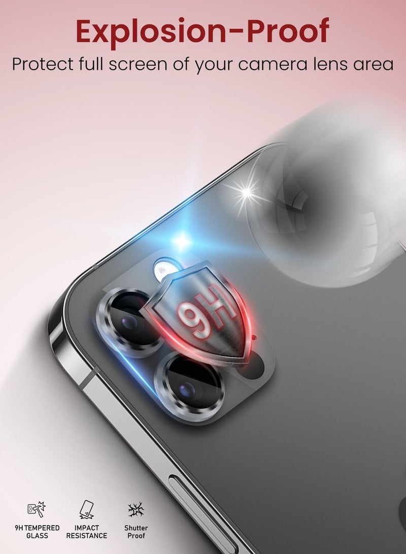 Moxedo Camera Lens Protector, 9H Tempered Glass, Aluminum Alloy Individual Ring Camera Cover Screen Protector Compatible for iPhone 12 Pro Max 6.7 inch - GRAPHITE - Image 5