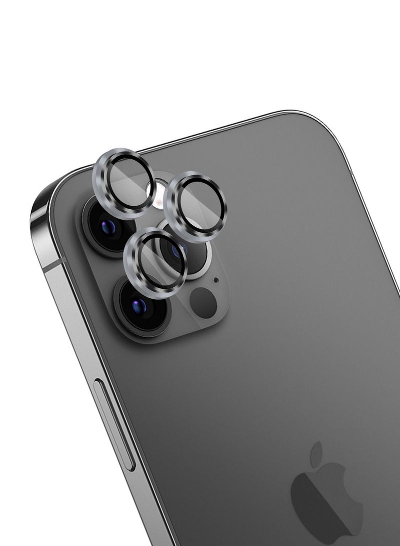 Moxedo Camera Lens Protector, 9H Tempered Glass, Aluminum Alloy Individual Ring Camera Cover Screen Protector Compatible for iPhone 12 Pro Max 6.7 inch - GRAPHITE - Image 1