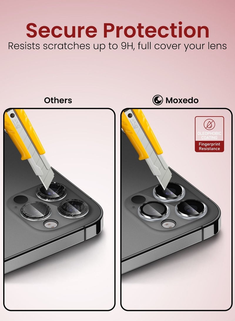 Moxedo Camera Lens Protector, 9H Tempered Glass, Aluminum Alloy Individual Ring Camera Cover Screen Protector Compatible for iPhone 12 Pro Max 6.7 inch - GRAPHITE - Image 3