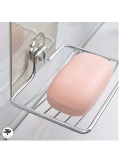 sulfar Soap Dish Holder,Self Adhesive Wall Mounted Soap Sponge Holder Stainless Steel Storage Saver Rack for Home Kitchen Bathroom Shower (Silver) Pack of 1  - Image 4