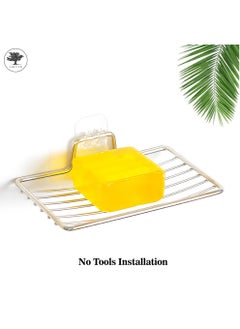 sulfar Soap Dish Holder,Self Adhesive Wall Mounted Soap Sponge Holder Stainless Steel Storage Saver Rack for Home Kitchen Bathroom Shower (Silver) Pack of 1  - Image 3