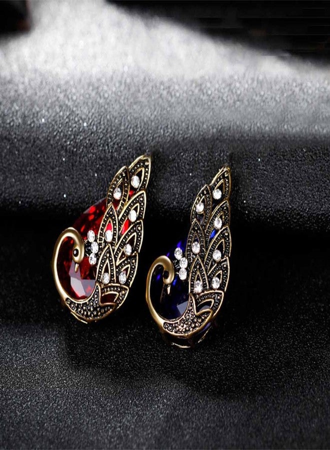 Ezing 12pcs Vintage Gold Peacock Brooches Pins Deep Crystal Rhinestone Handcraft Decorations - Image 2