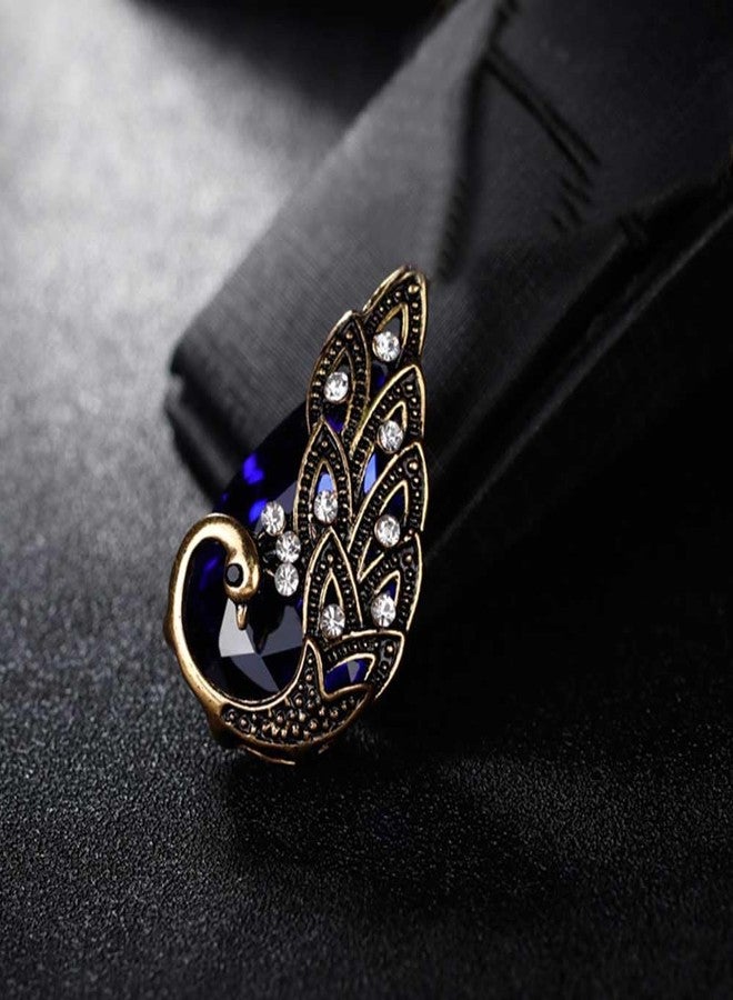 Ezing 12pcs Vintage Gold Peacock Brooches Pins Deep Crystal Rhinestone Handcraft Decorations - Image 4